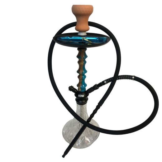 Blue and Brown Medium Wood Hookah