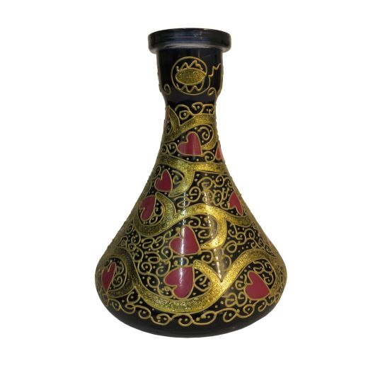 Red and Gold Heart Design on Black Base